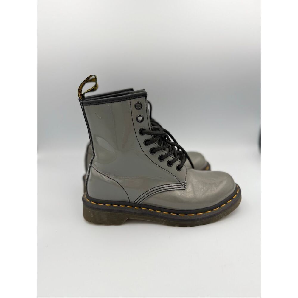 Dr Martens Womens Gray Patent Leather 1460 YS Lace-up Lamper Boots Size 5